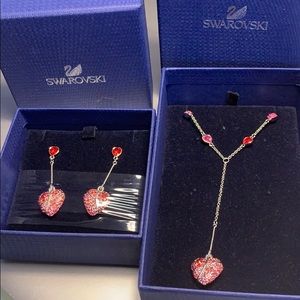 Swarovski heart necklace and earrings